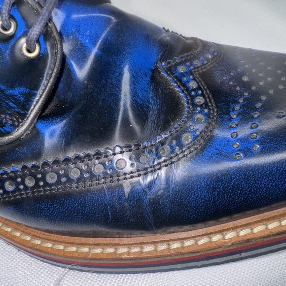 Jared Lang Wingtip Leather Royal Blue Oxford Dress Lace Up Shoes Loafer Men 44 main image 13